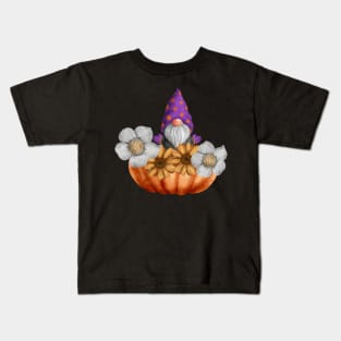 Gnome in a Pumpkin with Flowers Kids T-Shirt